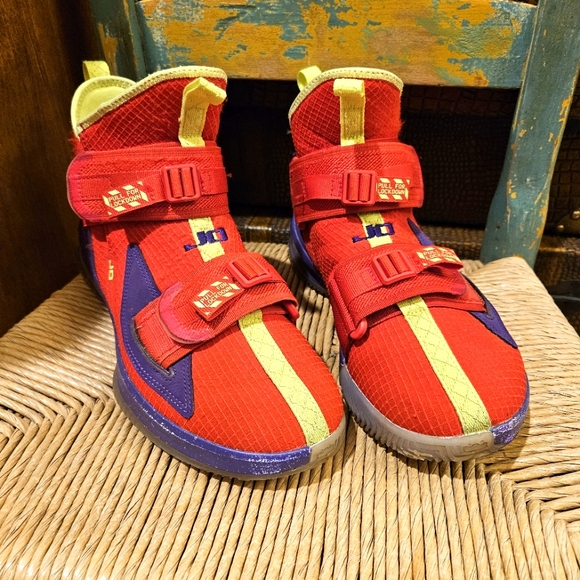 Nike Men's LeBron Soldier 13 XIII, Red/Purple/Chartreuse CJ5612-991 - Size 7